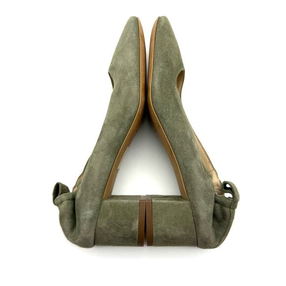 Everlane The Italian Leather Day Heel Suede Olive Green 6 - Picture 8 of 13